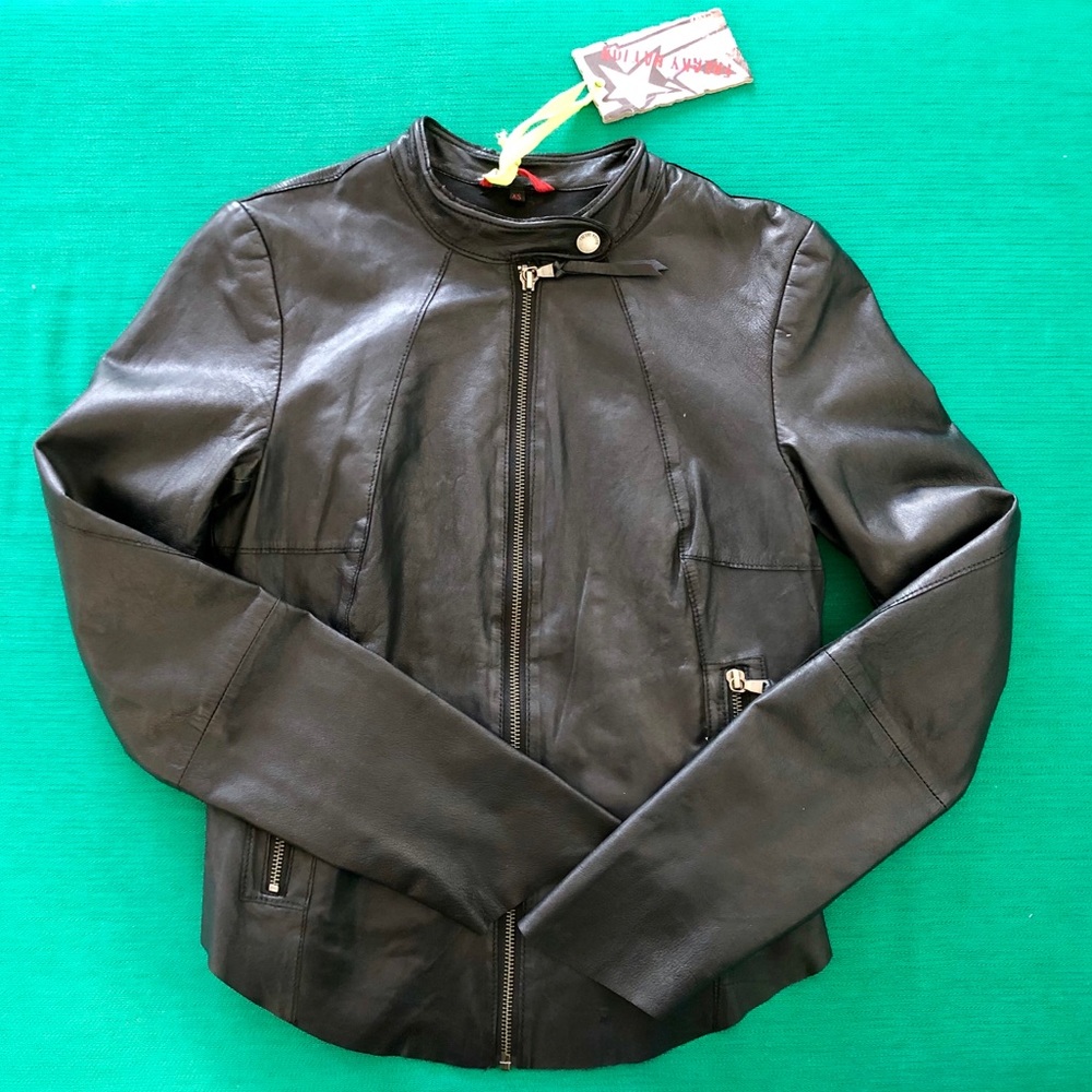 Freaky Nation Black Lamb Skin Leather Jacket